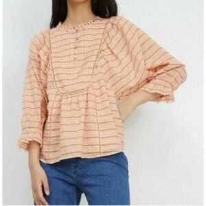 Apiece Apart Cala Bib Blouse Top Blouse Orange Womens Size 2 XS